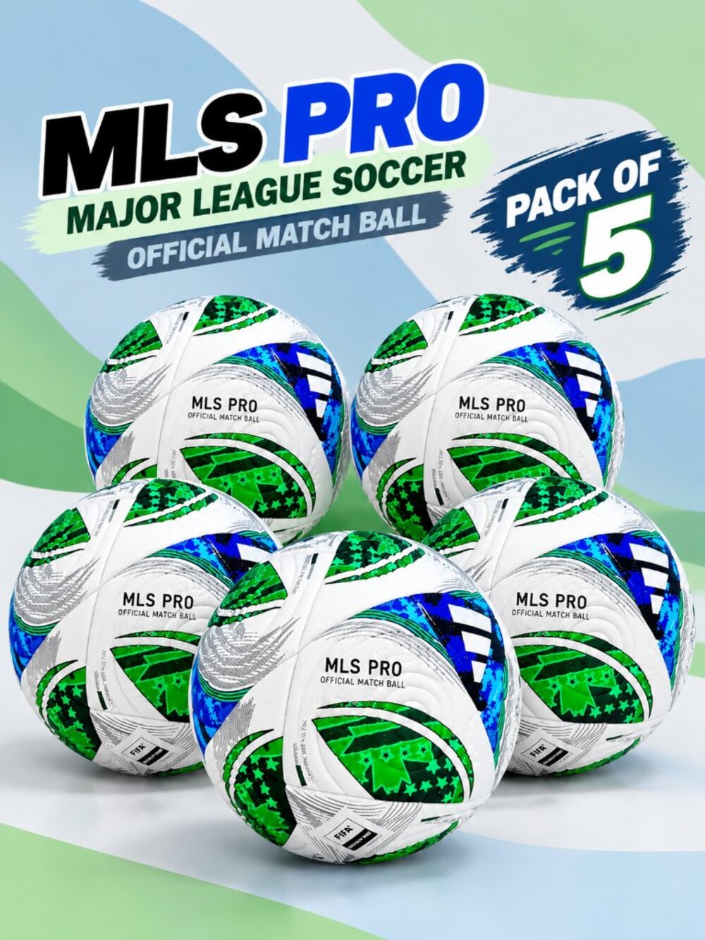 Adidas MLS Pro Major League Soccer 2025 Official Match Ball Size 5 (Pack of 5)